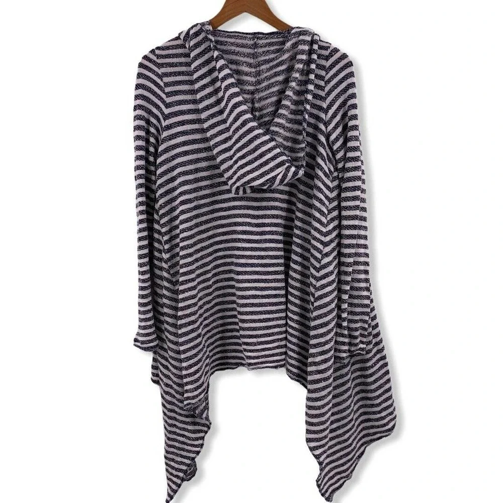 Blue Life‎ Striped Hooded Open Front Sweater - Picture 2 of 4